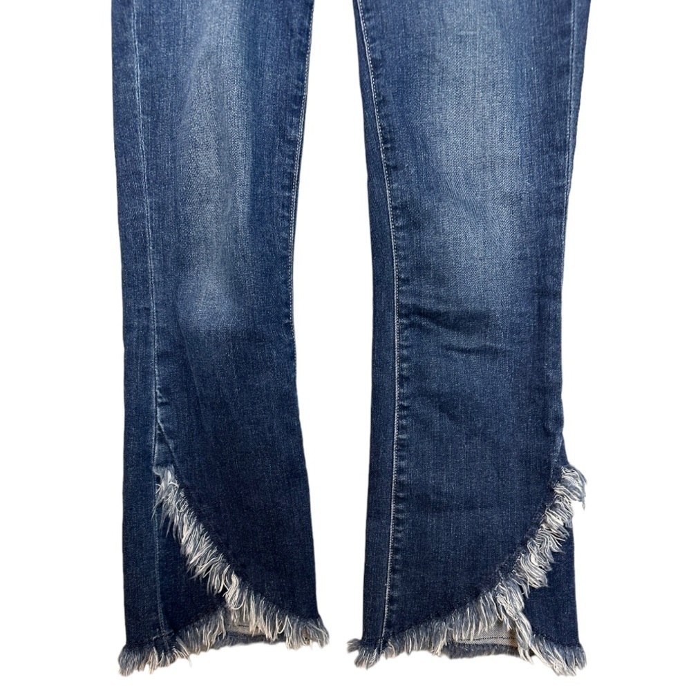 Paige Colette Crop Flare Jeans in Palma Wash Asymmetrical Heavy Fray Hem - Picture 4 of 8